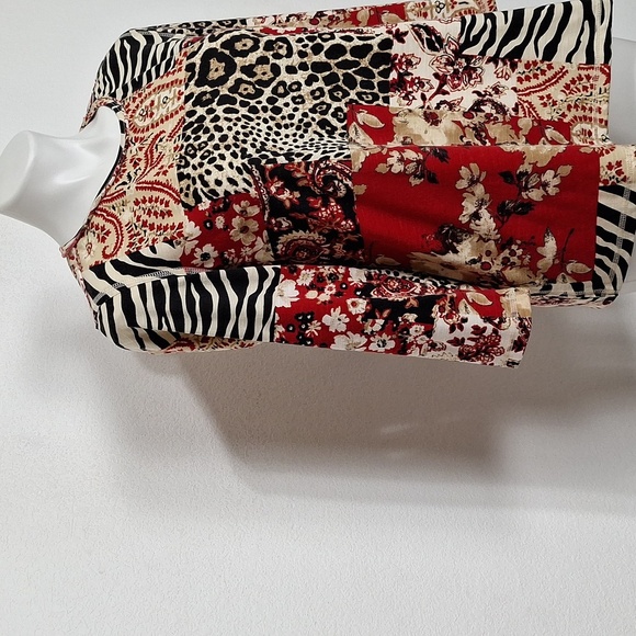 Multiples Multicolor Paisley Floral Animal Print Mobwife Bohemian Blouse Size S - Picture 5 of 11